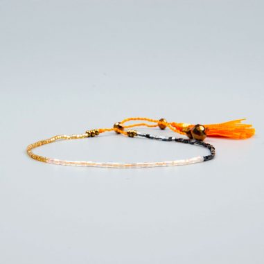 dünnes sommer rocailles-armband rauen orange gold