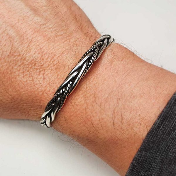 Produktbild von Qualität Schwere Herren 925 Silber Armreif Armband Offenen Manschette